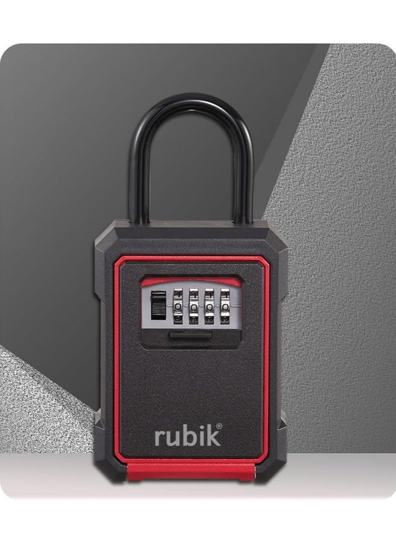 Rubik Keys Storage Padlock Safe Box with 4 Digits Combination Lock, Wall Mounted/Door Hanging for Outdoor and Indoor Home Hotel Office  - Image 5