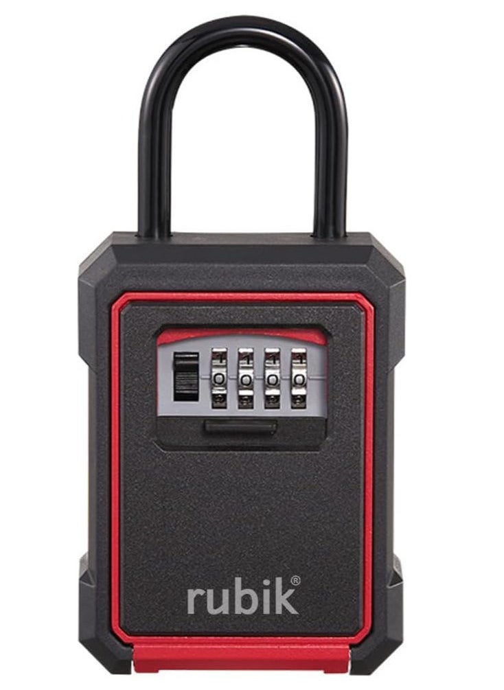 Rubik Keys Storage Padlock Safe Box with 4 Digits Combination Lock, Wall Mounted/Door Hanging for Outdoor and Indoor Home Hotel Office  - Image 1