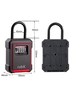 Rubik Keys Storage Padlock Safe Box with 4 Digits Combination Lock, Wall Mounted/Door Hanging for Outdoor and Indoor Home Hotel Office  - Image 3