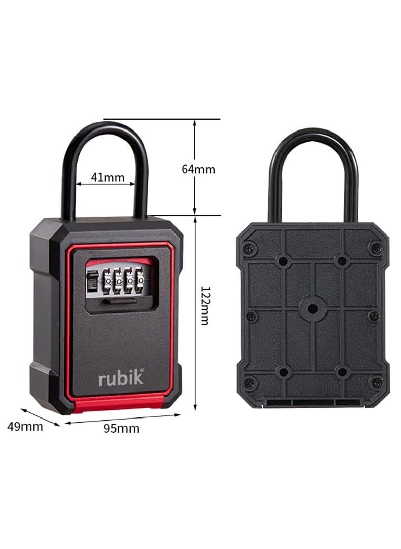 Rubik Keys Storage Padlock Safe Box with 4 Digits Combination Lock, Wall Mounted/Door Hanging for Outdoor and Indoor Home Hotel Office  - Image 3