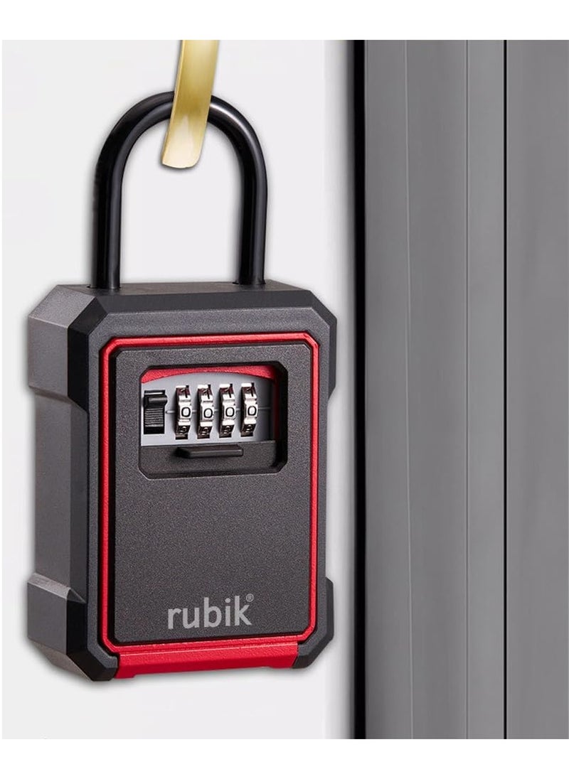 Rubik Keys Storage Padlock Safe Box with 4 Digits Combination Lock, Wall Mounted/Door Hanging for Outdoor and Indoor Home Hotel Office  - Image 2