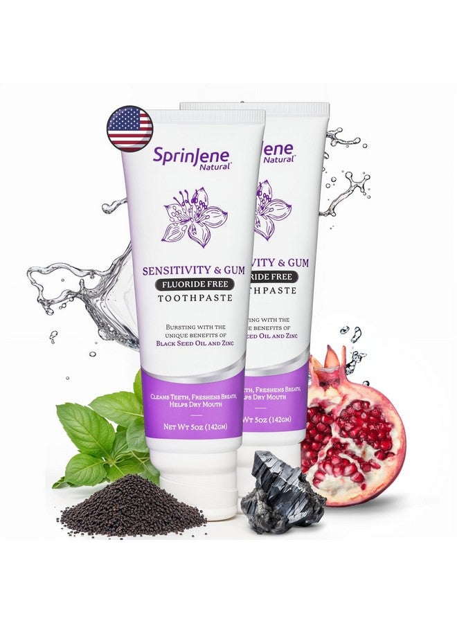 سبرين جين معجون أسنان سبرينجين الطبيعي للحساسية واللثة، بالفلورايد للأسنان الحساسة | معجون أسنان طبيعي لحماية الأسنان من التسوس | عبوة من قطعتين - Image 1