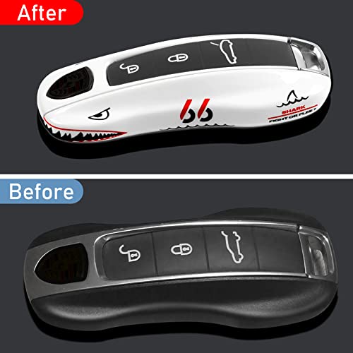 Jaronx Compatible with Porsche Key Cover, Key Case Fob Shell Cover Compatible with Porsche Cayenne Panamera 2018-2024, Carrera Taycan 2018-2024 (Big Shark) - Image 3