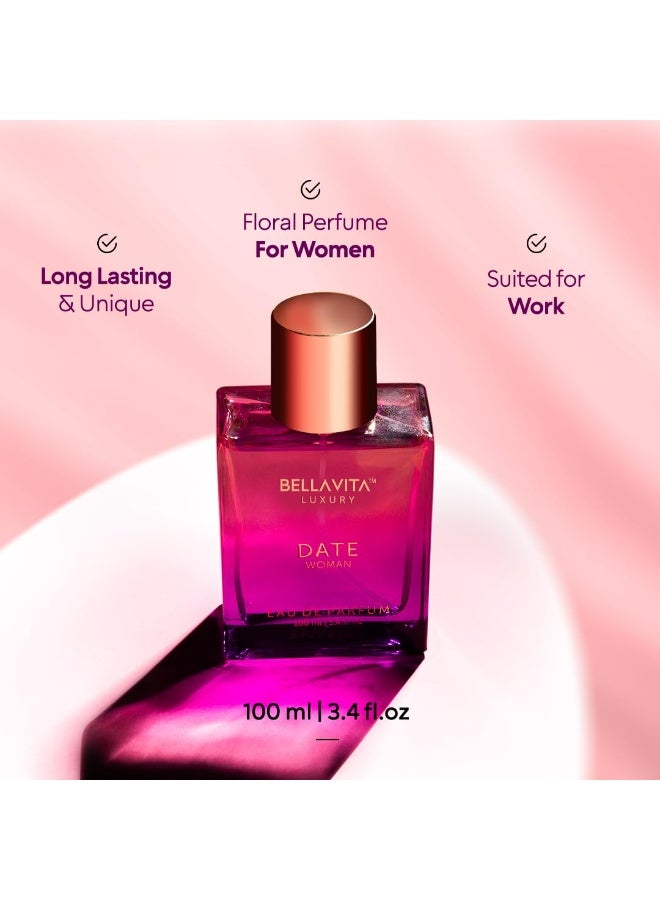 Bella Vita Luxury Date Perfume for Women | Eau De Parfum for Women | Pink Pepper, Red Fruit & Jasmine | Fruity and Floral Long-Lasting EDP Fragrance Scent | 100 ML (3.34 FL. OZ.) - Image 5