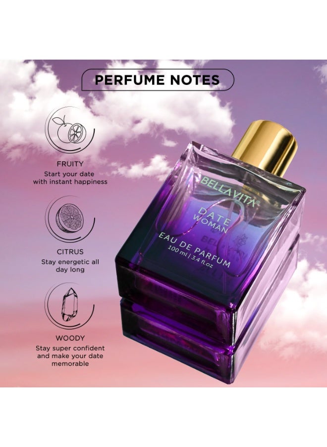 Bella Vita Luxury Date Perfume for Women | Eau De Parfum for Women | Pink Pepper, Red Fruit & Jasmine | Fruity and Floral Long-Lasting EDP Fragrance Scent | 100 ML (3.34 FL. OZ.) - Image 2