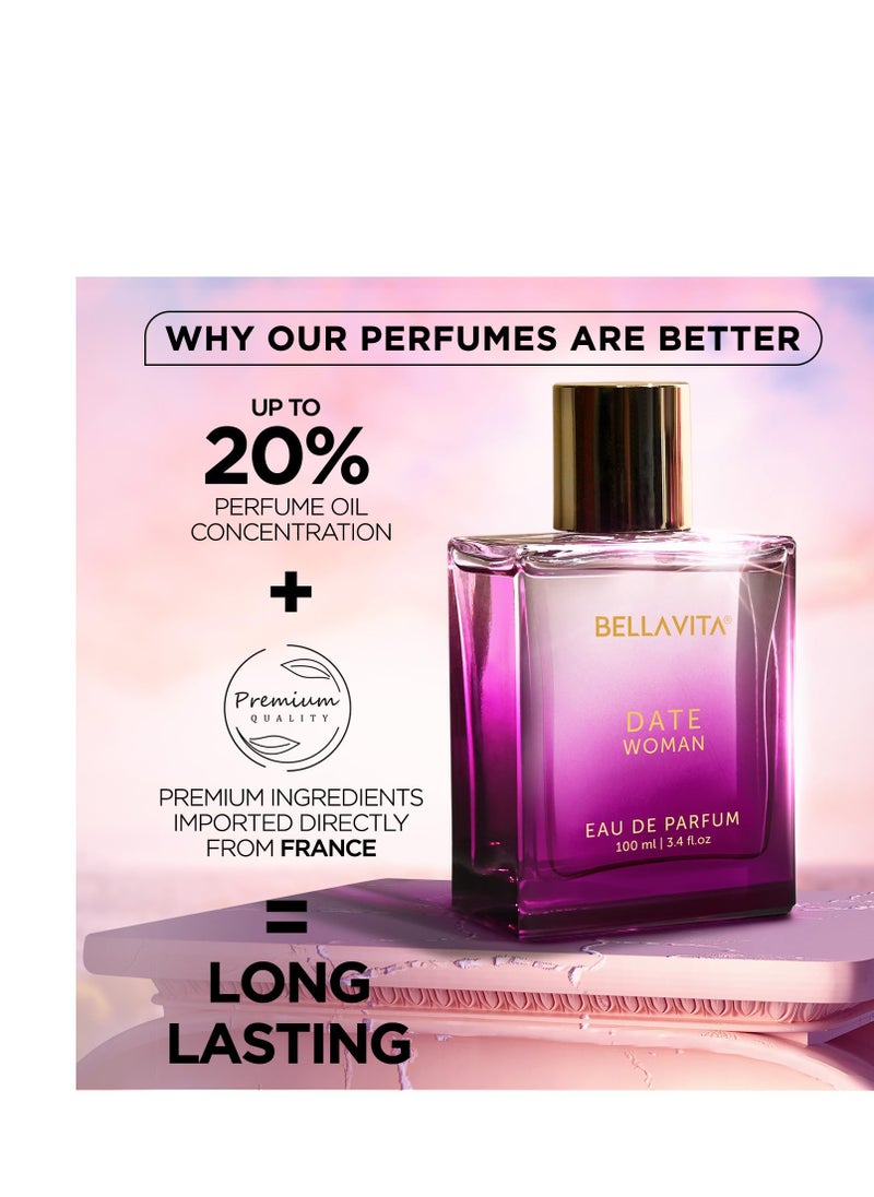 Bella Vita - Date Eau De Parfum for Women with Pink Pepper, Red Fruit & Jasmine | Fruity & Spicy Long-Lasting EDP Fragrance Scent | 3.4 fl. oz. - Image 1