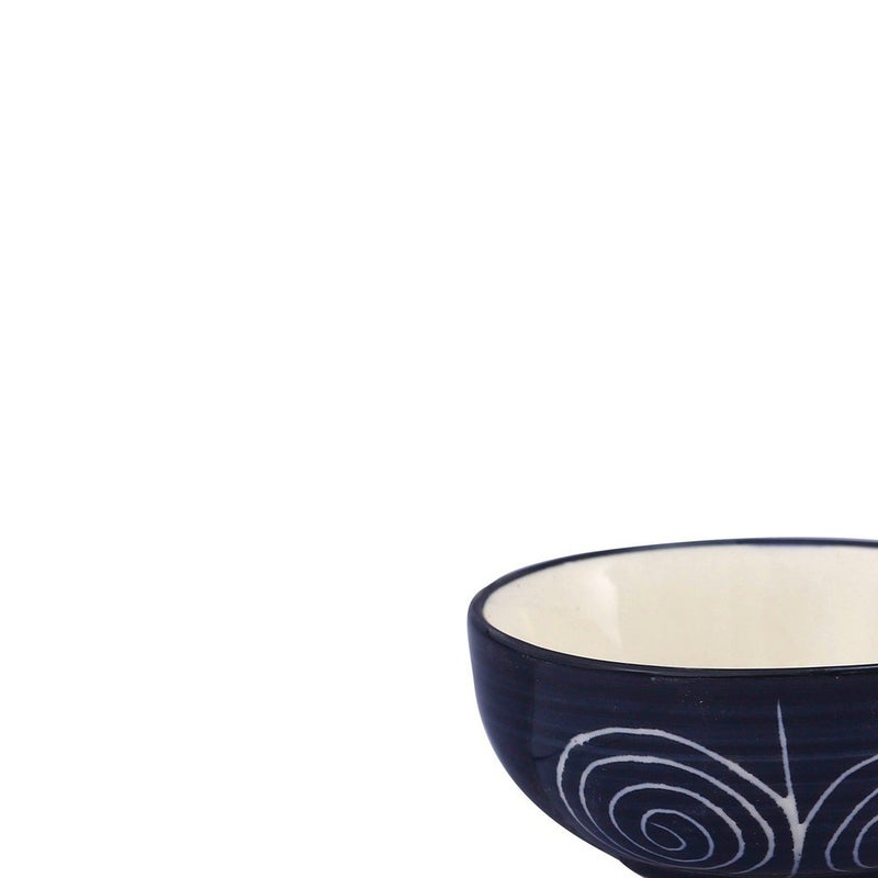 Caffeine Ceramic Handmade Black Doodle Dessert Bowl (Set of 2, 150 ml) - Image 2