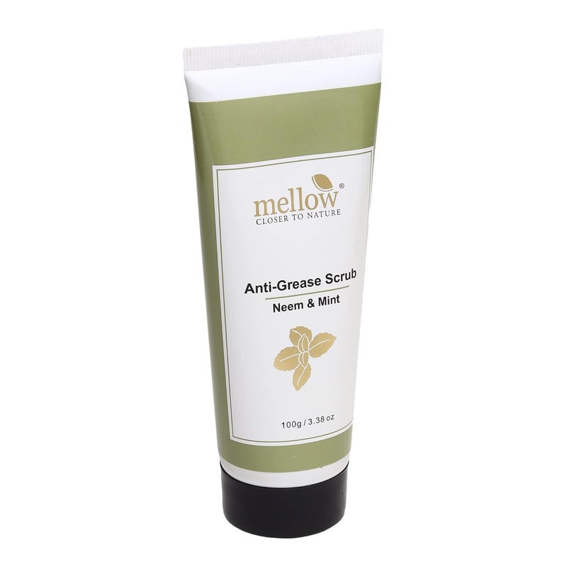 Mellow Herbals Ayurvedic Anti Grease Scrub 100Gm with Mint Neem Oat Grains Treats Blackheads Acne Deep Cleanses Pore Sitmulates Blood Ciculation Ayush Certified GMO Paraben and Silicone Free - Image 2