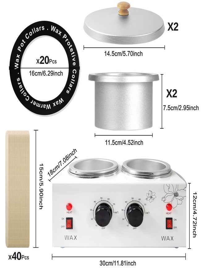 folconroad 1.2L Double Portable Wax Warmer Machine for Painless Hair Removal, Women Men Professional Wax Heater with Adjustable Temperature Set, 40pcs Sticks - Image 4