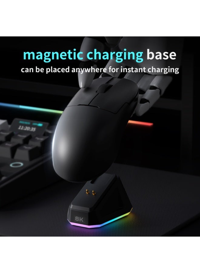 A-jazz AJ159 PRO 8K Black Wireless Gaming Mouse | PAW3395 Sensor | 56g Ultra-Light | Tri-Mode Connectivity | Magnetic Charging - Image 4