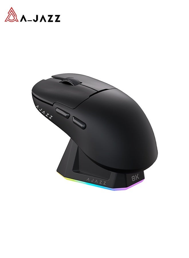 A-jazz AJ159 PRO 8K Black Wireless Gaming Mouse | PAW3395 Sensor | 56g Ultra-Light | Tri-Mode Connectivity | Magnetic Charging - Image 1