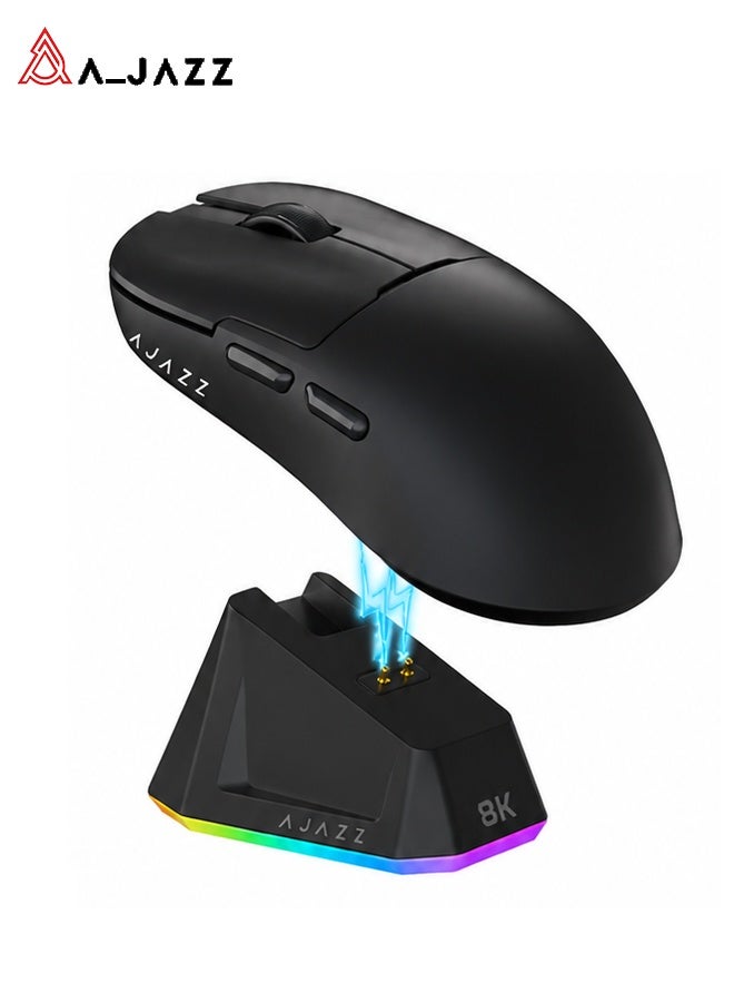 A-jazz AJ159 PRO 8K DPI Black Wireless Gaming Mouse | PAW3395 Sensor | 56g Ultra-Lightweight Design | Three Connection Modes | Magnetic Charging - Image 1