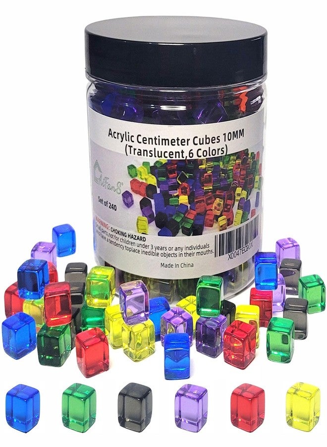 AiFanS 240 Pieces Centimeter Cubes, Counting/Sorting Toy,Plastic Math Cubes,Early Development Activity Games with Portable Box(Translucent,6 Colors) - Image 1