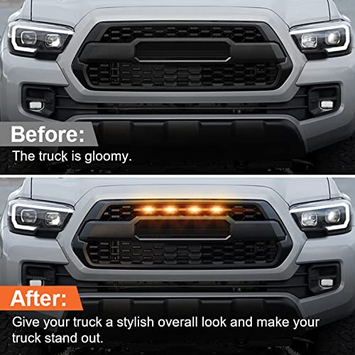 mingjue LED Grill Lights for 2016-2019 Aftermarket Toyota Tacoma TRD PRO Grille with Harness & Fuse(Amber Light with Black housing) - Image 3