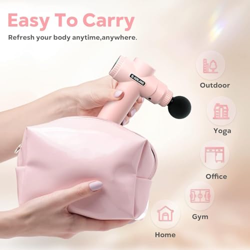 AERLANG Mini Massage Gun-Pink，Muscle Deep Tissue Massager Gun, Percussion Gun Massager for Pain Relief, Portable Quiet Massage Gun with Carry Case for Home Office Gym Gifts for Women Men Her - Image 2