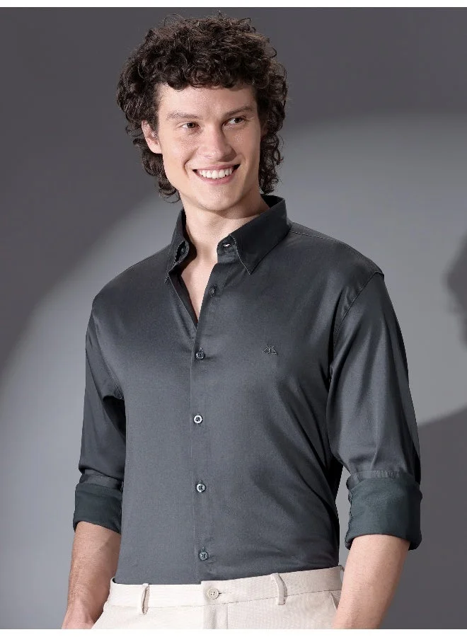 Beyoung Dark Grey Satin Shirt