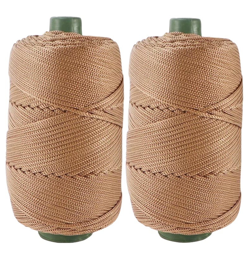 Clisil 400gram Art Yarn Cord Light Khaki Polyester Yarn Macrame Knitting Crocheting DIY Bags Crochet Basket Summer Hat Craft Cord 3mm Macrame Cord Rope 438yds 1314 Feet
