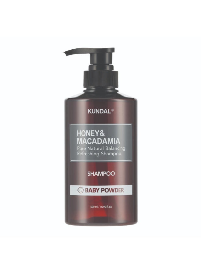 KUNDAL Honey & Macadamia Nature Shampoo - Baby Powder 500ml - Image 1