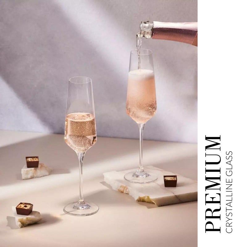 Krosno Crystal Champagne Flute Glasses, Set of 6, 6.1 oz, Avant-Garde Collection, Classic Shape for Timeless Style, Ideal for Mimosas, Prosecco, Sparkling Wine, Dishwasher Safe, Made in Europe - Image 4