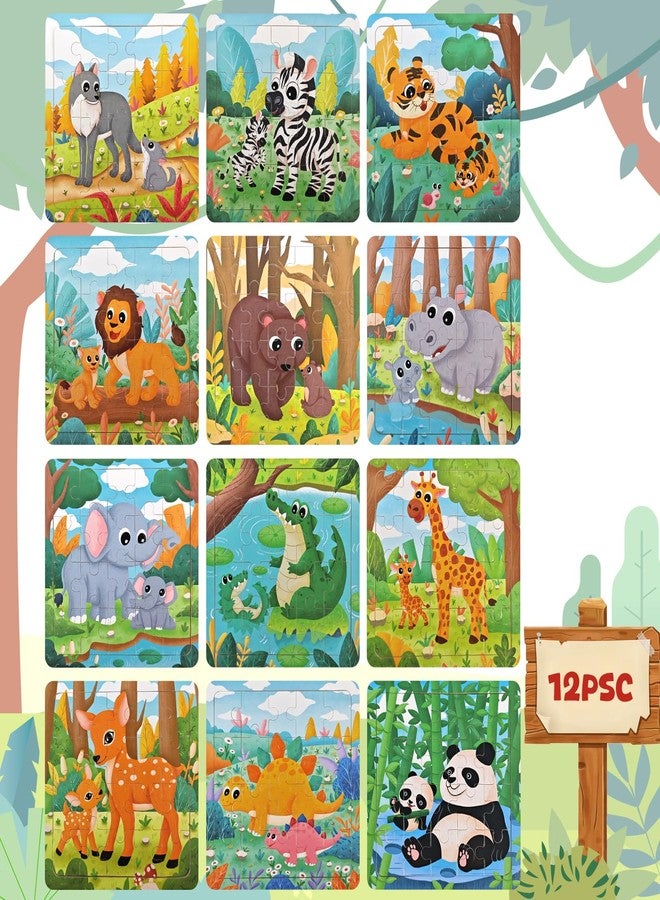 edutree Wooden Puzzle for Toddlers 2-4, 12 Pieces Animal Jigsaw Puzzles for Kids Aged 3-5, Preschool Learning Educational Toys for Boys Girls 3 4 5 - Image 2