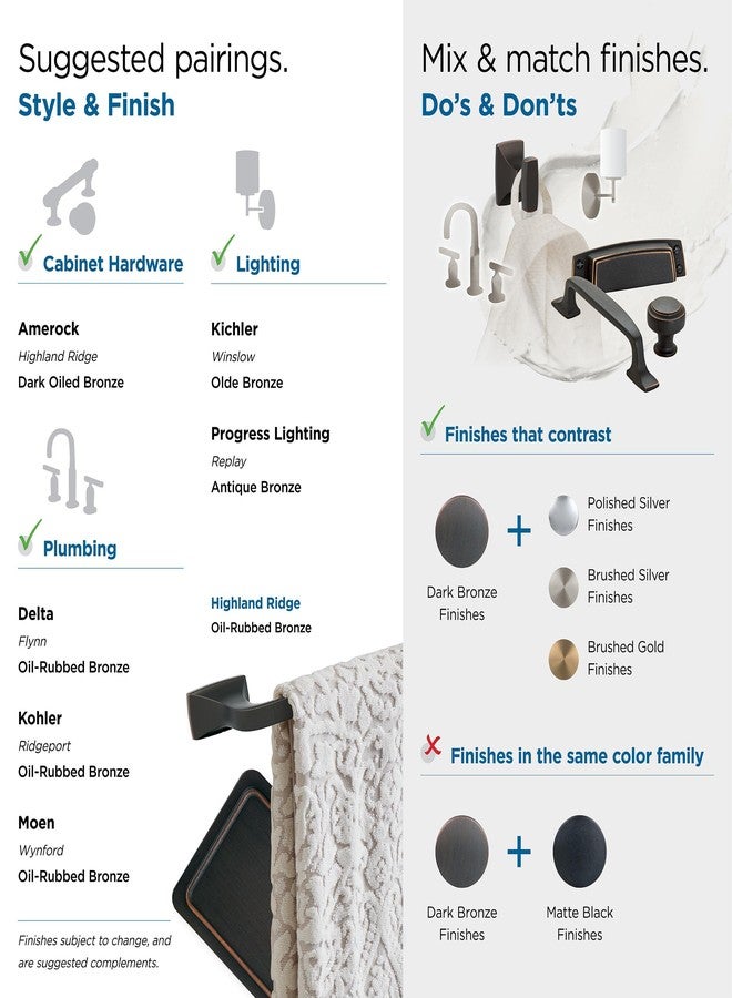 Amerock BH36010ORB | Oil Rubbed Bronze Single Robe Hook | 2-5/8 in. (67 mm) Length Towel Holder | Highland Ridge | Towel Hook for Bathroom | Bathroom Hardware | Bath Accessories - Image 5