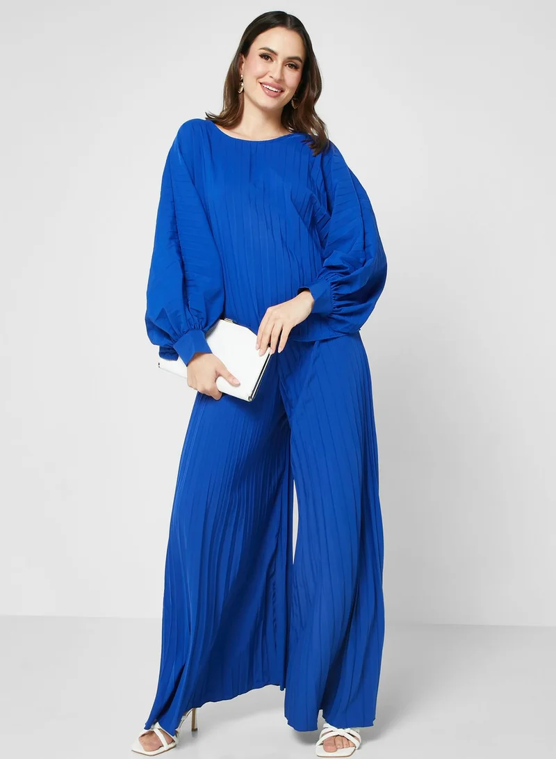 ELLA Puff Sleevetop & Pleated Pant Set