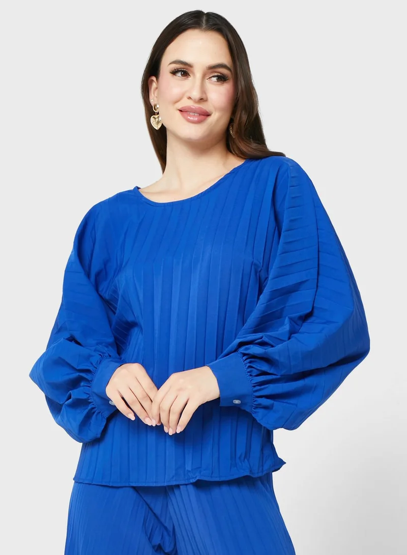ELLA Puff Sleevetop & Pleated Pant Set