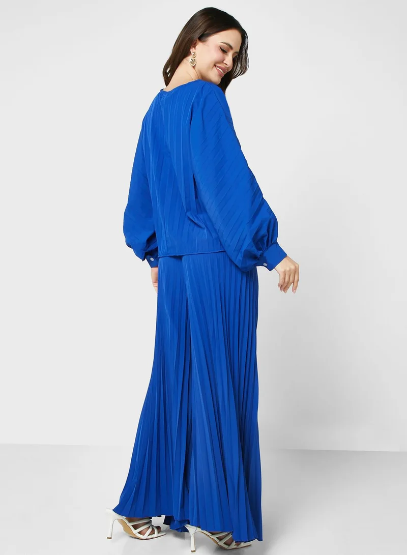 ELLA Puff Sleevetop & Pleated Pant Set