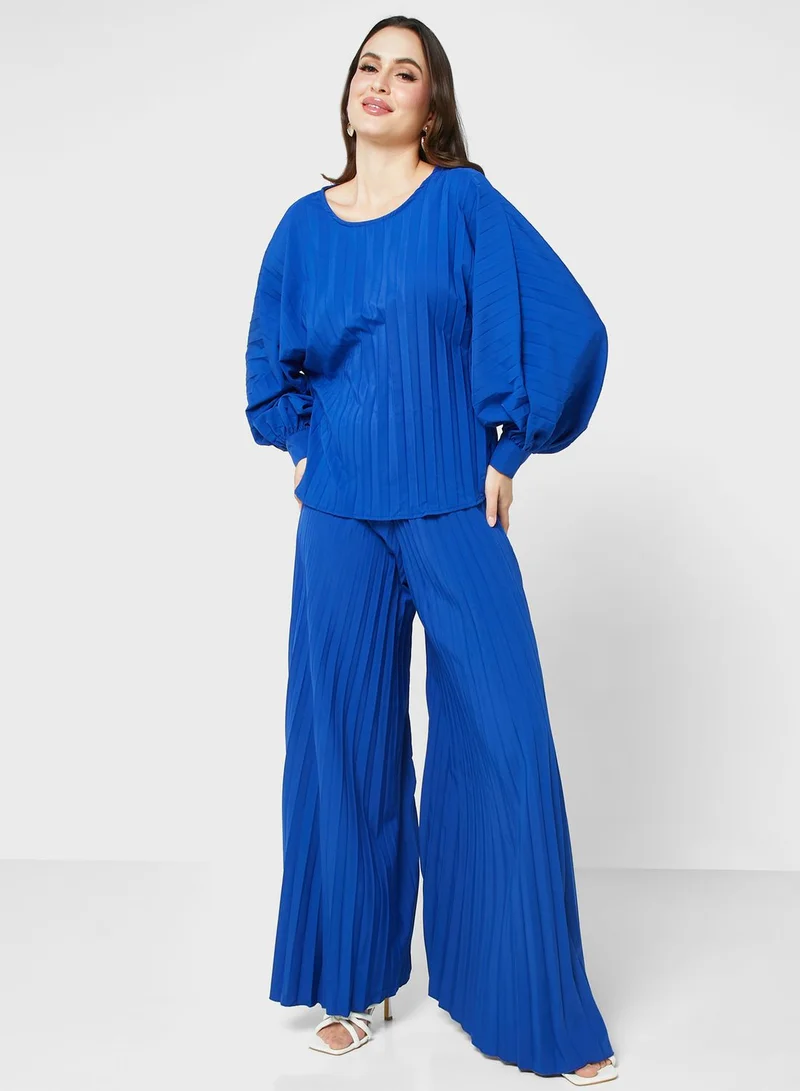 ELLA Puff Sleevetop & Pleated Pant Set