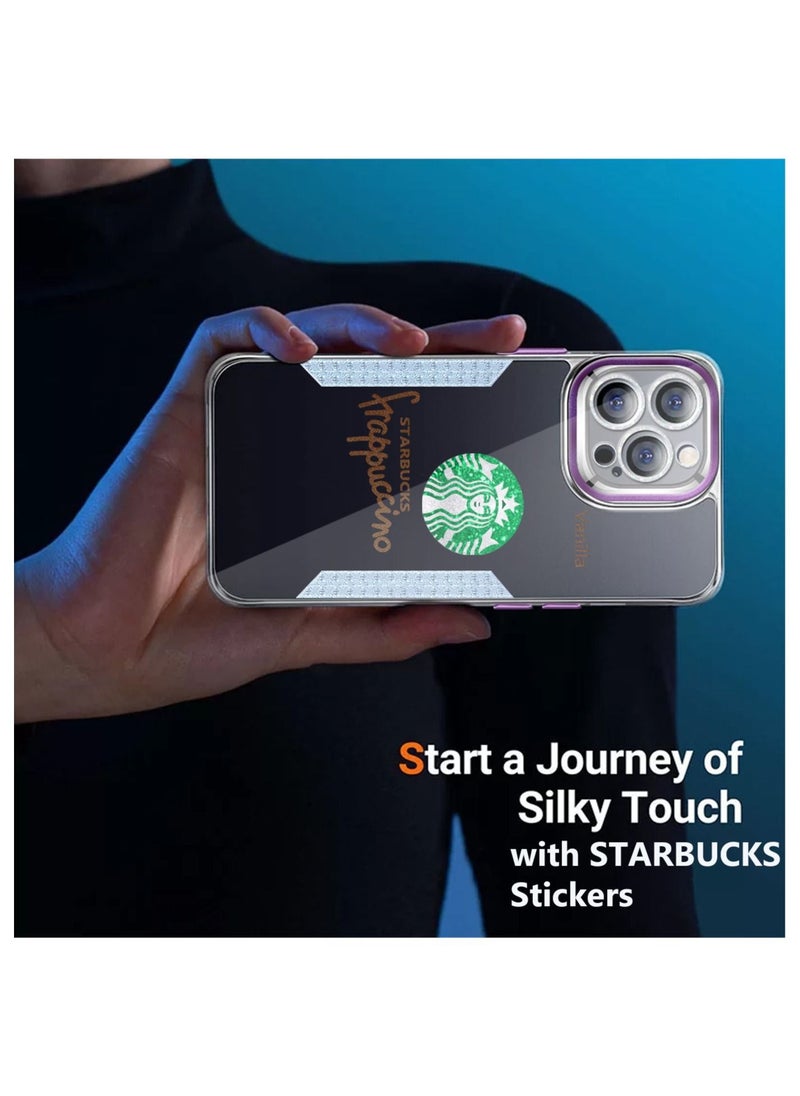 Starbucks Starbucks Series High Quality Square Edge Cover Full Lens Protective Transparent TPU Case With Stickers For Apple iPhone 14 Pro Max Purple  - Image 2