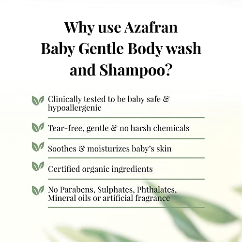 Azafran Baby Gentle Baby Body Wash and Shampoo, Tear Free, Moisturizing with Coconut Oil, Paraben Free, Mineral Rich, Certified Organic Ingredients, Suitable for All Skin Types, 200g - Image 3