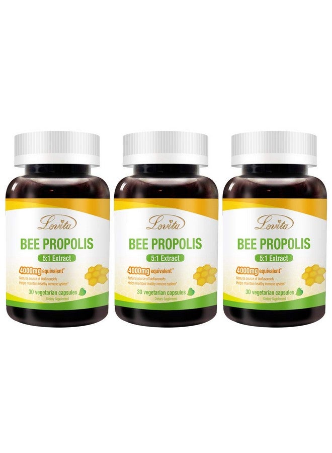 Lovita Propolis Capsule | 800mg, 5:1 Concentration | Natural Bee Propolis Extract | 30 Vegetarian Bee Propolis Capsules (Pack of 3/3 Months Supply) - Image 1