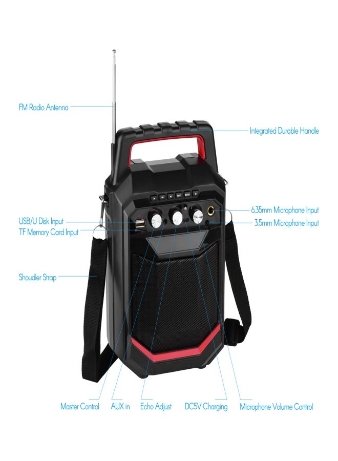 Portable Wireless BT Music Speaker 20W LED Screen with FM Radio Record Function Echo Effect Support U Flash Disk TF Card AUX Input with Remote Control Built-in 3600mAh Battery for Karaoke Singing Activity - Image 3
