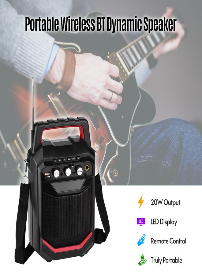 Portable Wireless BT Music Speaker 20W LED Screen with FM Radio Record Function Echo Effect Support U Flash Disk TF Card AUX Input with Remote Control Built-in 3600mAh Battery for Karaoke Singing Activity - Image 5