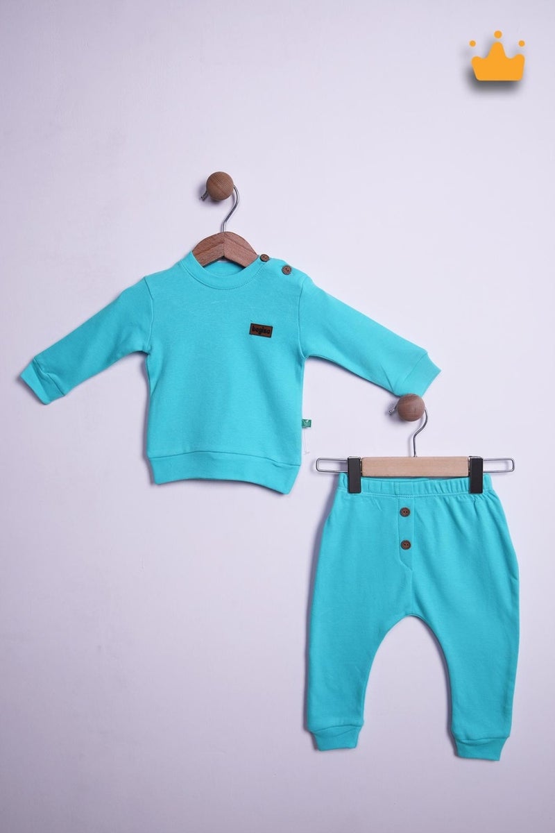 Pino Baby Begi 100% Cotton Buttoned Sweat Trousers Set 23631  - Image 1
