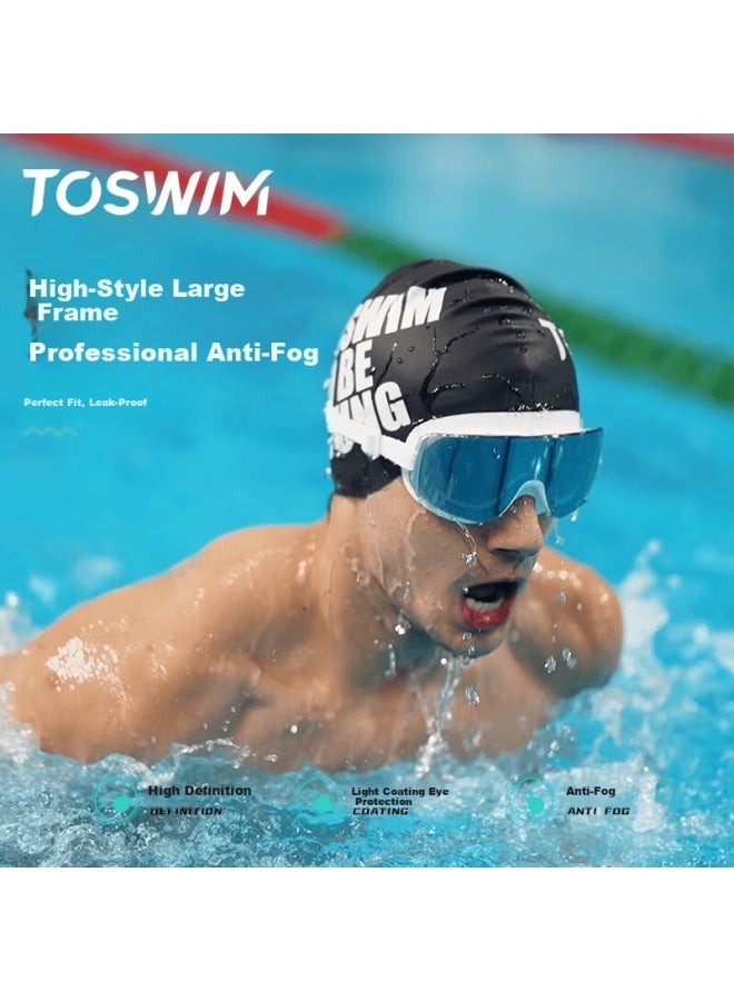 Toswim Large Frame Waterproof Anti-fog Swimming Goggles Uni Hd Coated Professional Eyewear Abyss Glow Plano - Image 2