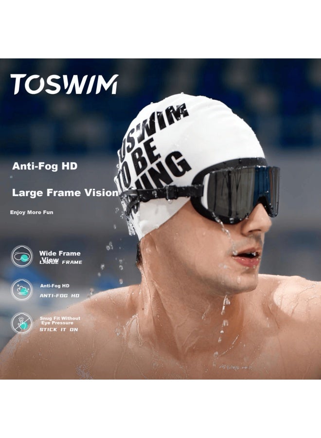 Toswim Large Frame Waterproof Anti-fog Swimming Goggles Uni Hd Coated Professional Eyewear Abyss Glow Plano - Image 1