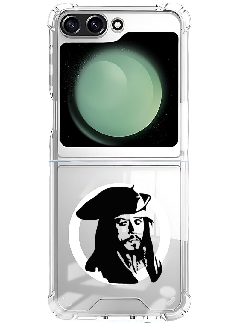 Theodor Magnetic Case for Samsung Galaxy Z Flip 5 Compatible with MagSafe Wireless Charging, Shockproof Phone Bumper Cover Jack Pirate - Image 1
