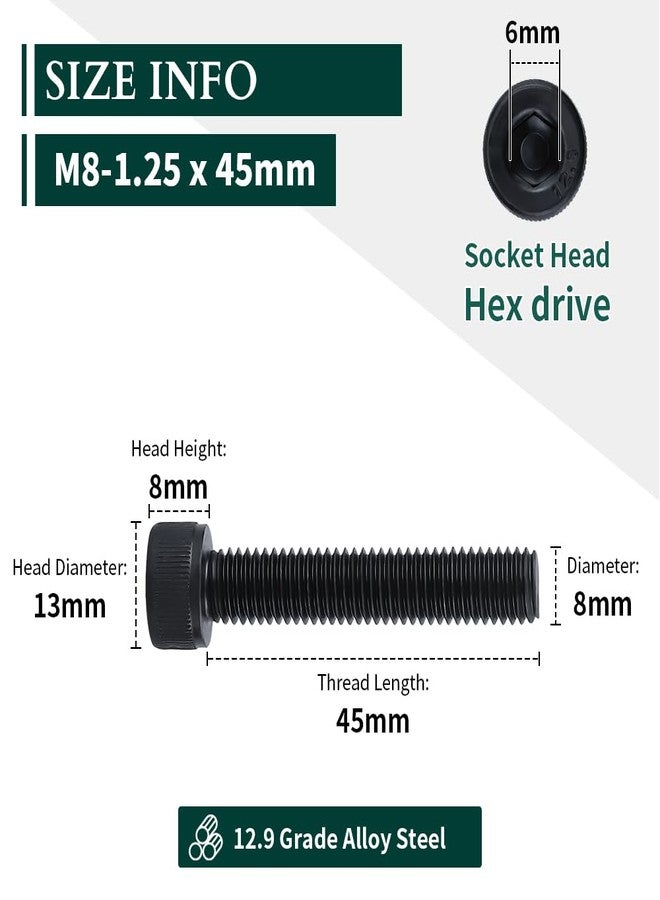 EASTLO M8-1.25 x 45mm (16 pcs) Socket Head Cap Screws, 12.9 Grade Alloy Steel, Black Oxide Finish, Full Thread, Coarse Thread UNC, Allen Hex Drive - Image 3