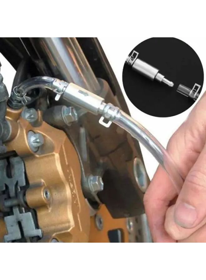 Silvery Brake Fluid Bleeder Hose Kit with One Way Check Valve for Auto Car Motorcycle - Image 2