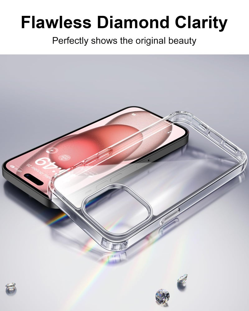 HOOMIL Case for iPhone 15 6.1-Inch, Anti-Yellowing, Drop Protection, Anti-Scratch Transparent Hard Back Phone Cover - Crystal Clear - Image 3
