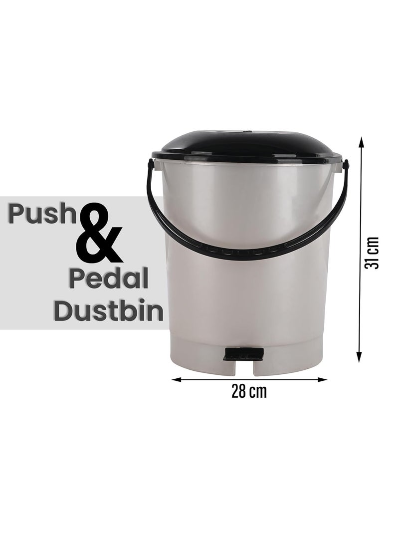 Kuber Industries Kuber Industries Pack of 6 Plastic Dustbin for Home with Pedal Lid Handle 10 Ltr Dustbin for Kitchen Bathroom Office Garbage Bin for Wet or Dry Waste Check Dhakkan White Orange  - Image 3