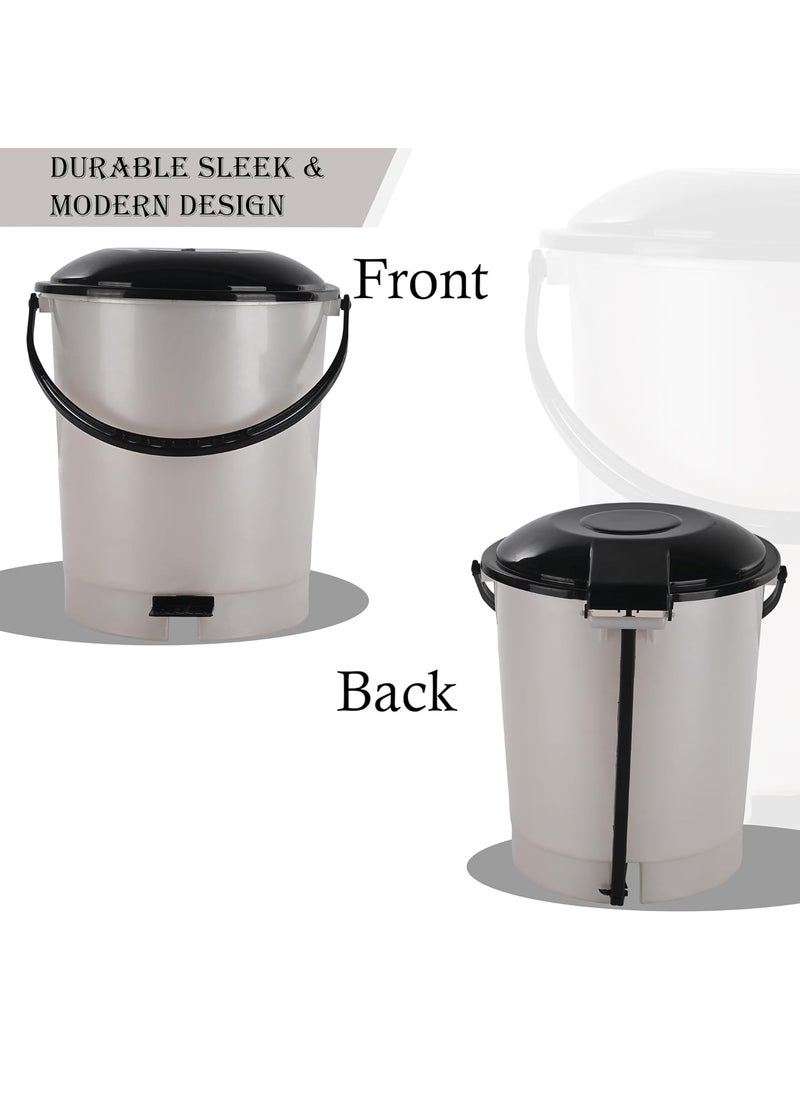 Kuber Industries Kuber Industries Pack of 6 Plastic Dustbin for Home with Pedal Lid Handle 10 Ltr Dustbin for Kitchen Bathroom Office Garbage Bin for Wet or Dry Waste Check Dhakkan White Orange  - Image 5