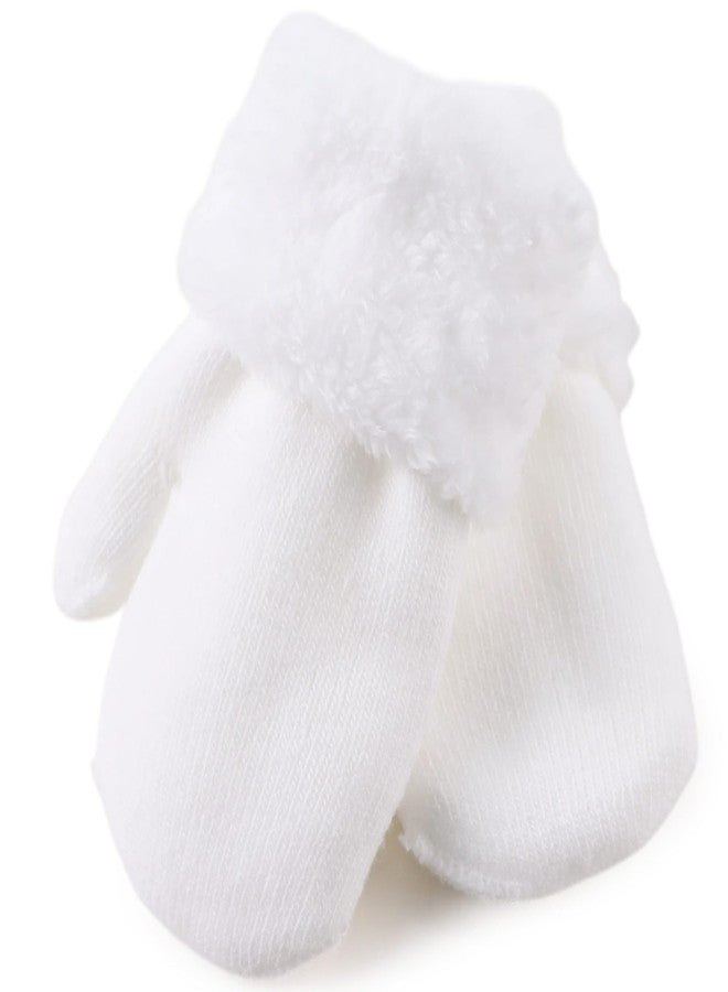 PESAAT Baby Girl Mittens Fleece Toddler Boy Mittens Warm Kids Winter Gloves Unisex Cold Weather Baby Gloves (White, S) - Image 1