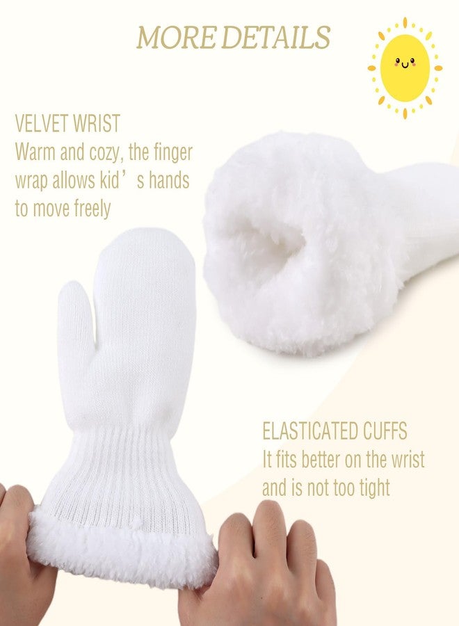 PESAAT Baby Girl Mittens Fleece Toddler Boy Mittens Warm Kids Winter Gloves Unisex Cold Weather Baby Gloves (White, S) - Image 4