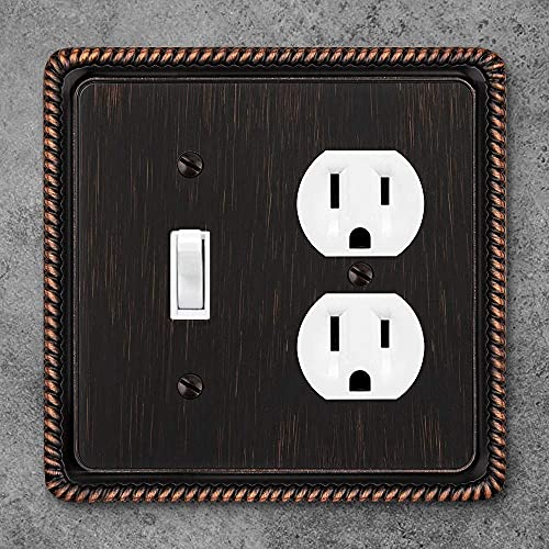 Henne Bery Rope Edge Decorative Wall Plate Switch Plate Outlet Cover (Toggle/Duplex, Aged Bronze) - Image 4
