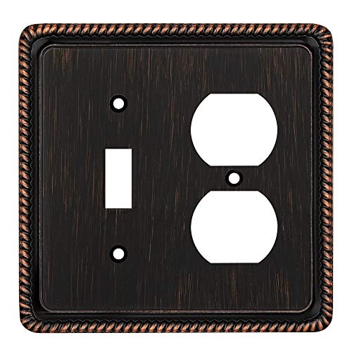 Henne Bery Rope Edge Decorative Wall Plate Switch Plate Outlet Cover (Toggle/Duplex, Aged Bronze) - Image 1