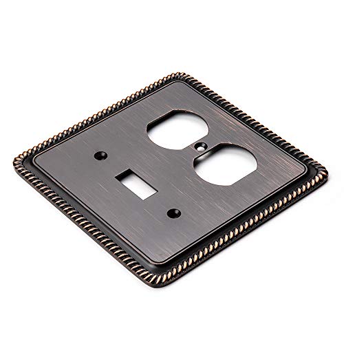 Henne Bery Rope Edge Decorative Wall Plate Switch Plate Outlet Cover (Toggle/Duplex, Aged Bronze) - Image 2
