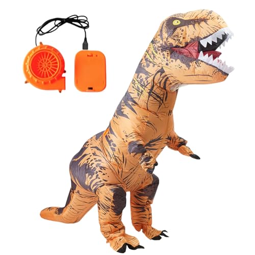 Qshine Adults T-Rex Inflatable Costume Fancy Dinosaur Suit Blow up Stegosaurus Jumpsuit Halloween Cosplay Costume - Image 2