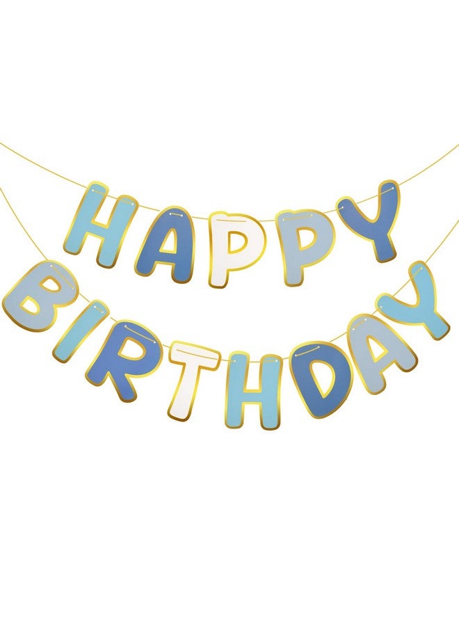 TaoBary Blue Happy Birthday Banner Pre-strung Birthday Party Decorations No DIY Hanging Banner Sign Hanging Decor for Women Men Boys Girls Party Supplies Backdrop - Image 1